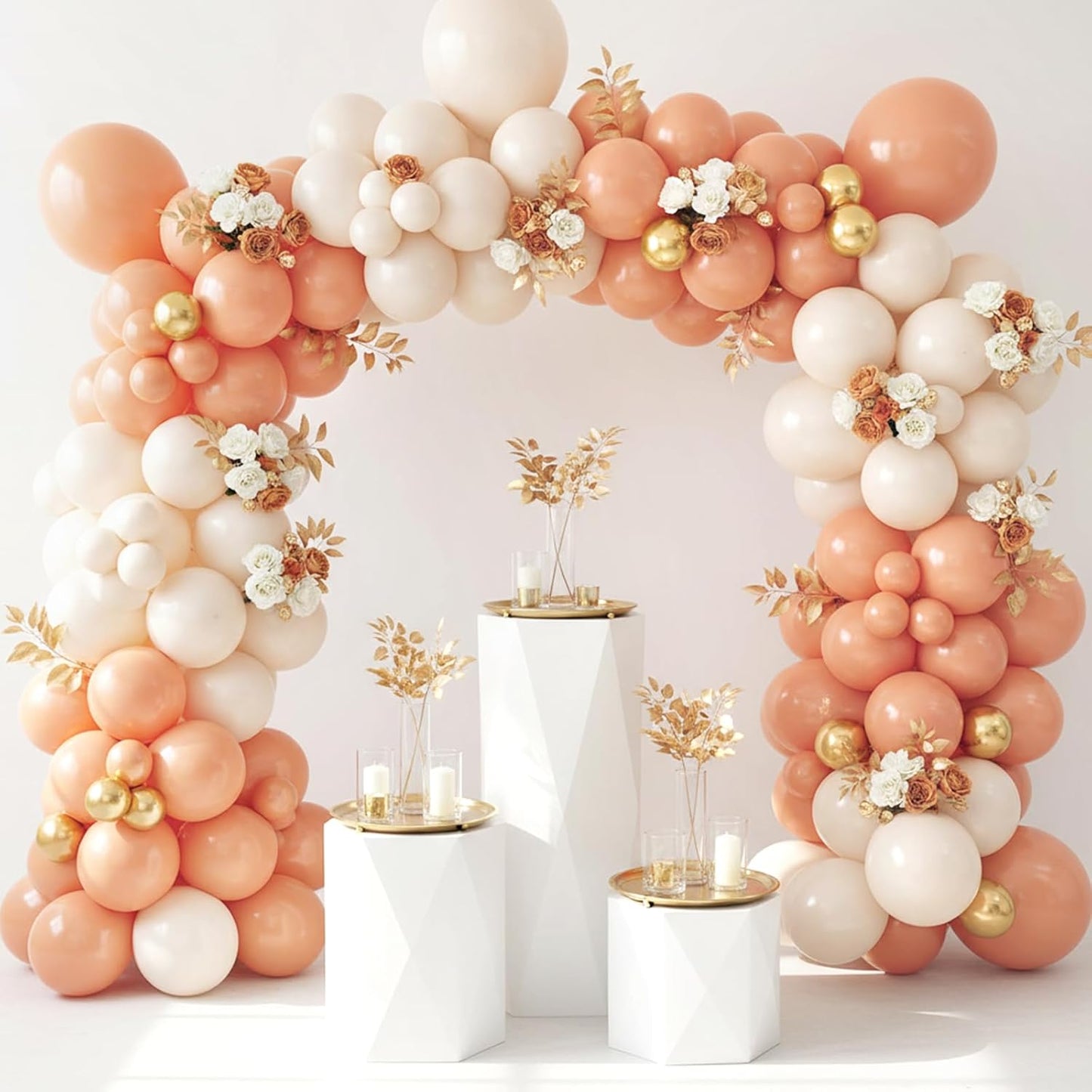 RUBFAC Peach Balloons - 129-Piece Latex Balloon Garland Kit | Light Orange & Blush Pink for Weddings, Showers & Birthdays