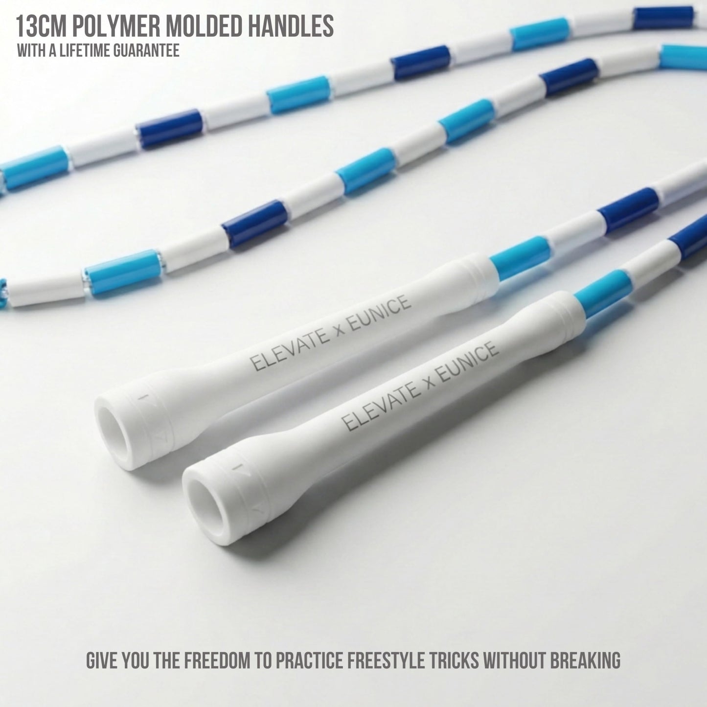 Elevate Rope Professional Beaded Jump Rope - 3m Adjustable, Quality Beads & Poly Cord - For Freestyle, Cardio & Tricks - All Levels & Indoor/Outdoor Use (Frost)
