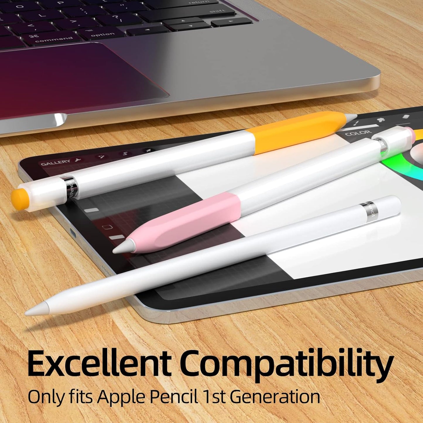 JOOSKO 1st [2 Pack] 10 Pencil Case Compatible With Apple Pencil Generation, Soft Silicone [With Tip Cover] (Yellow