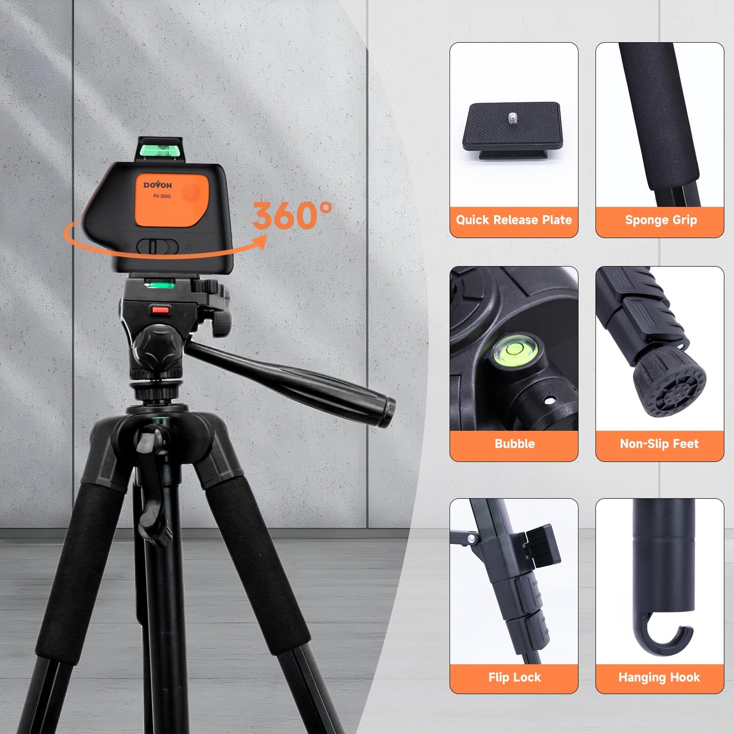 DOVOH Plumb Dot Laser Level with Tripod, Receiver, Class Ⅱ