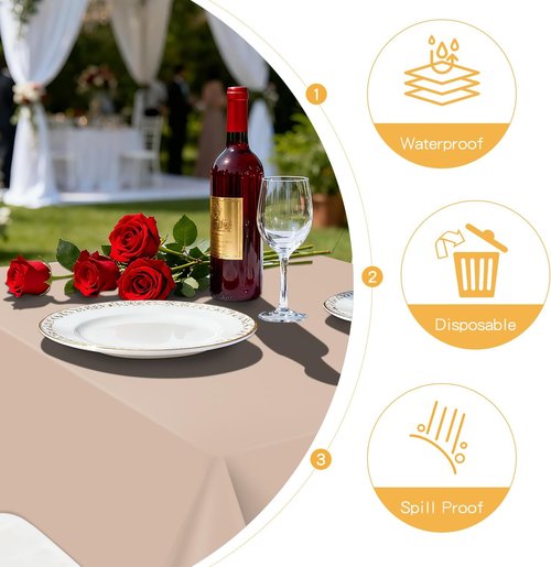 Beige 8-Pack Plastic Tablecloths - Rectangle 54"x108" Disposable Covers for Parties & Events