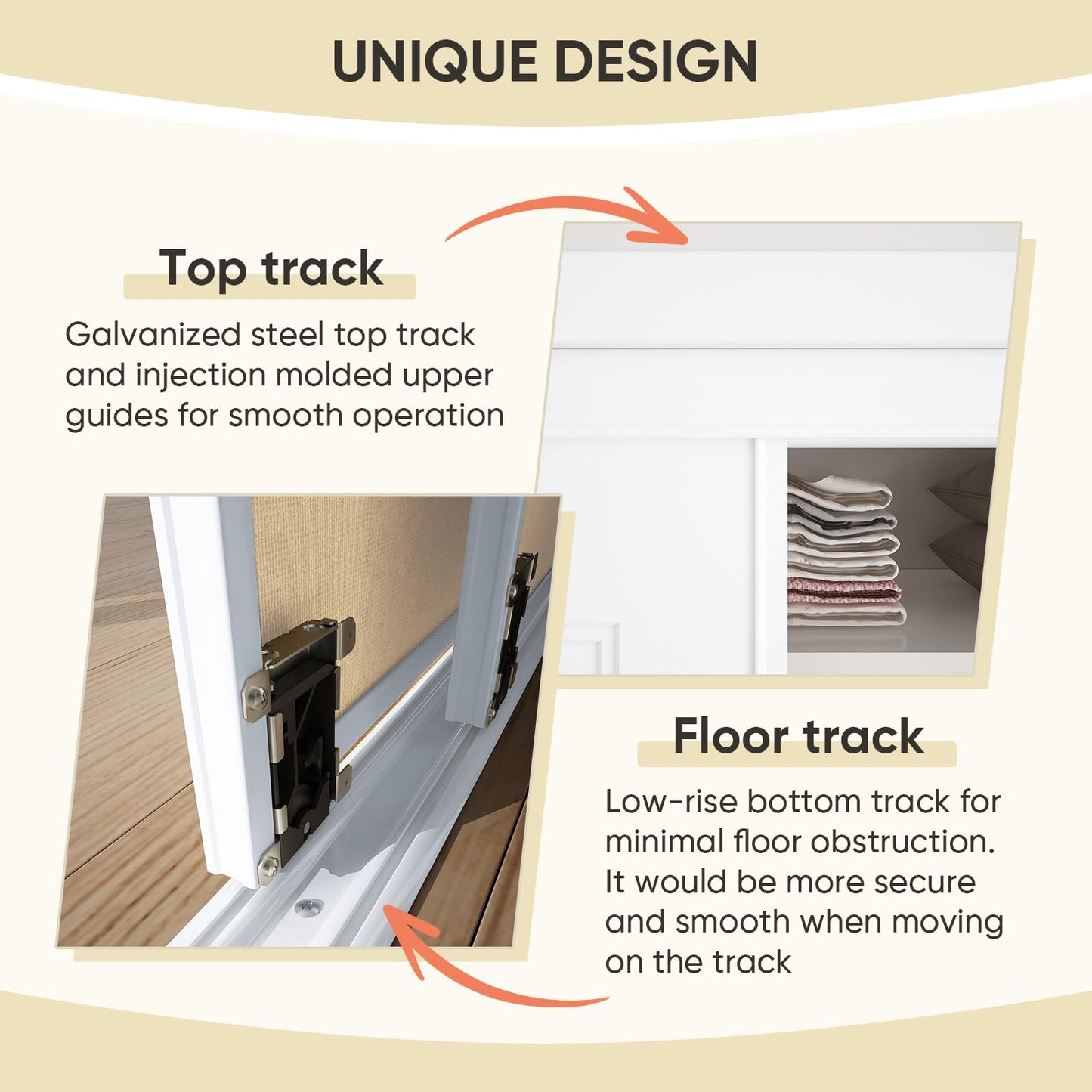 JUBEST Sliding Closet Door 72"(Double 37") x80", 6-Panel Steel Frame Bypass Primed Door with Top & Bottom Track Kits, Preassembled Hardboard Panels with Paintable Surface, Durable & Sturdy