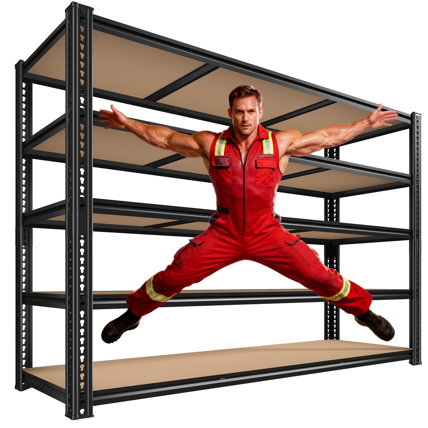 ROOMFAVE 60" W Garage Shelving 72" H Metal Shelving 3500LBS Storage Shelves Heavy Duty 5 Tier Adjustable Shelving Unit for Storage Rack Pantry Shelf Industrial Commercial,60" W x 18" D x 72" H