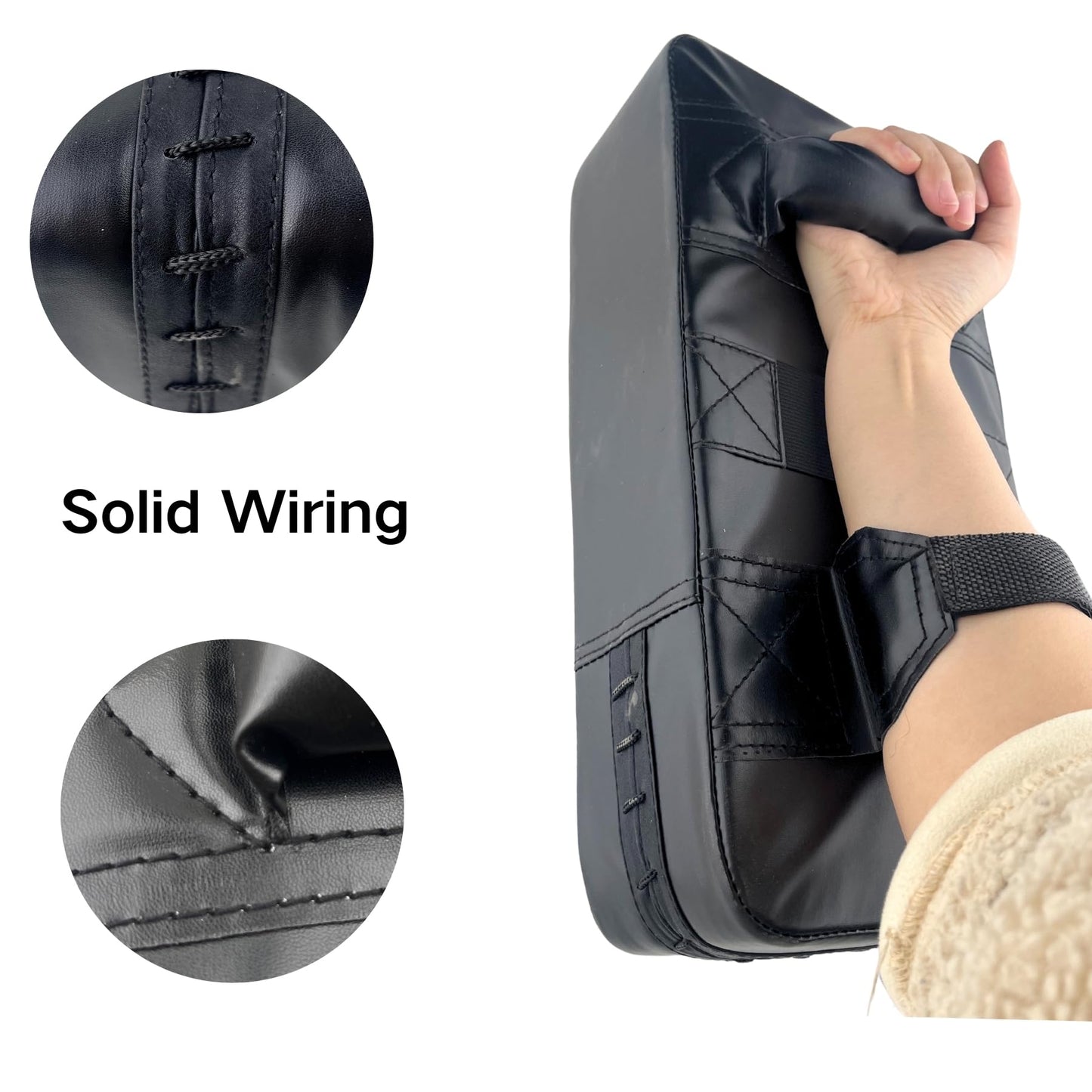TLBTEK Taekwondo Kick Pad and 2 Curved Punching Mitts Set,PU Muay Thai Pads, MMA Karate Kid Toddler Boxing Set Kickboxing Training Pads Martial Arts Punching Pads Strike Kicking Shield(3 PCS)-Black