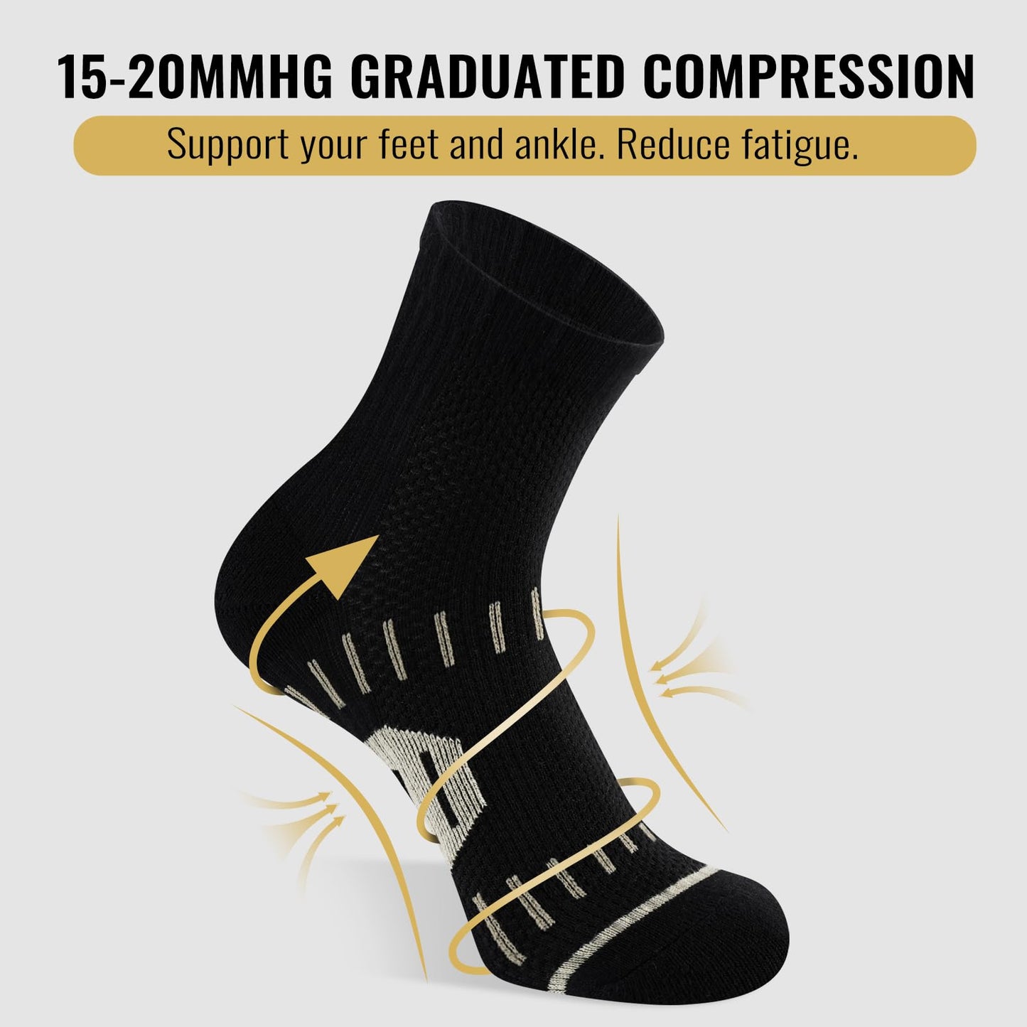 SukModen Copper Ankle Compression Socks for Men and Women (6 Pairs), Breathable Arch Support Short Running Socks