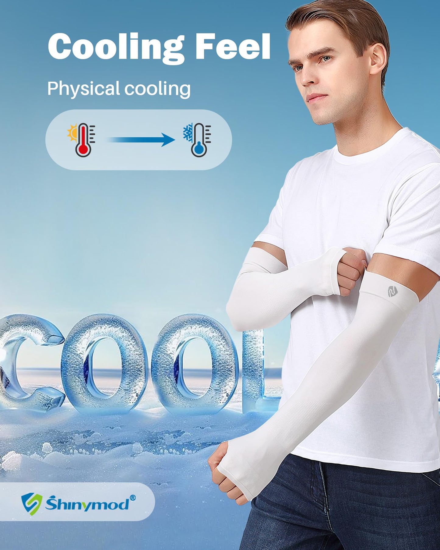SHINYMOD UV Protection Cooling Arm Sleeves Compression UPF 50 Sun Sleeves for Men Women to Cover Arms with Thumb Holes