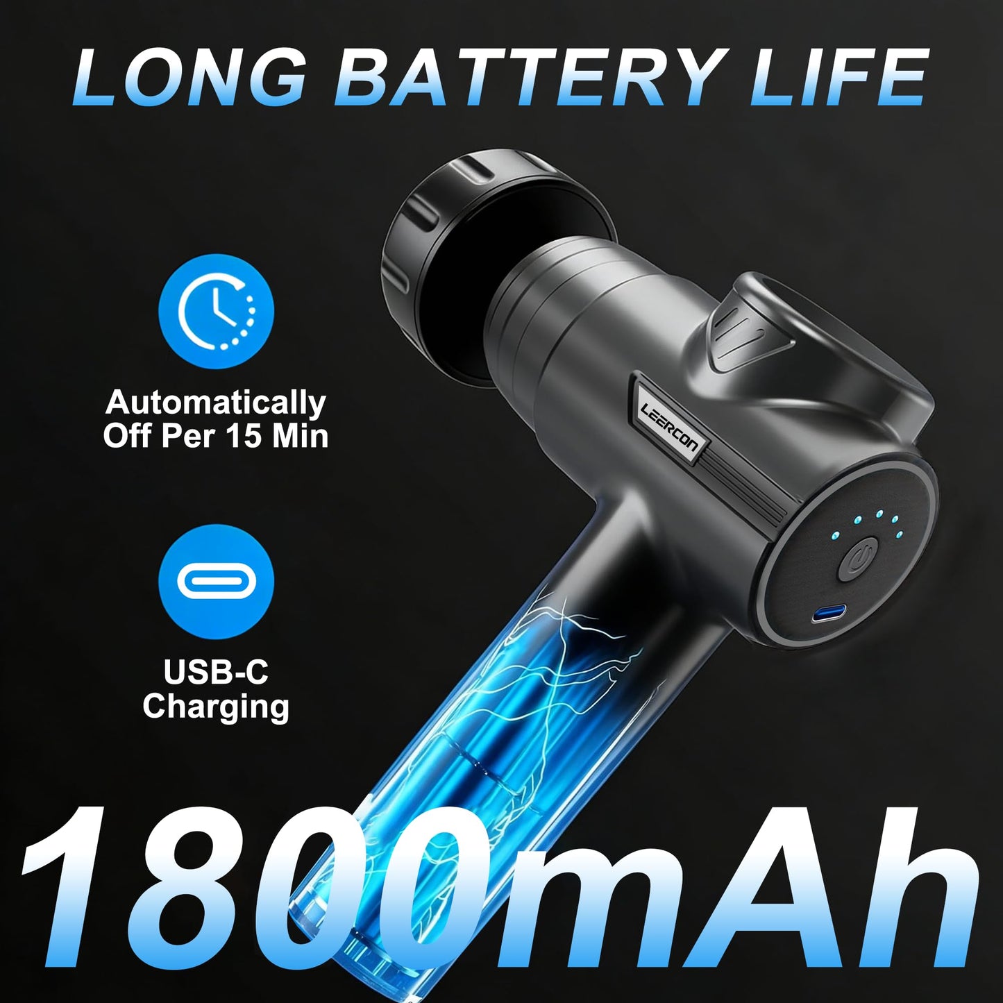 LEERCON Massage Gun with Heat Deep Tissue Back Massager Gun for Pain Relief, Mini Percussion Massage Gun - Birthday Gifts for Men Women Dad Mom him, Black
