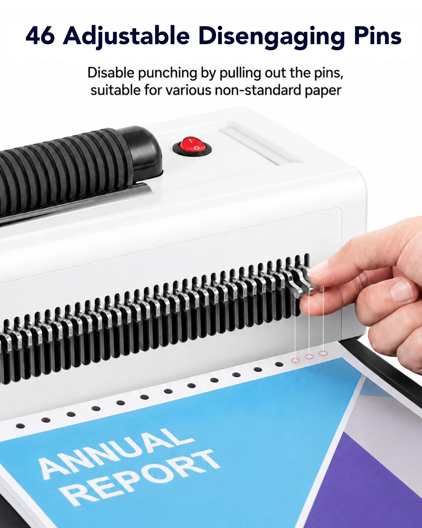 MAKEASY Spiral Coil Binding Machine with 46 Fully Disengaging Pins - 4:1 Pitch - Electric Coil Inserter - Adjustable Side Margin, Comes with Free 1 Box Coil Spines & Plier, 20 Sheet Punch Capacity