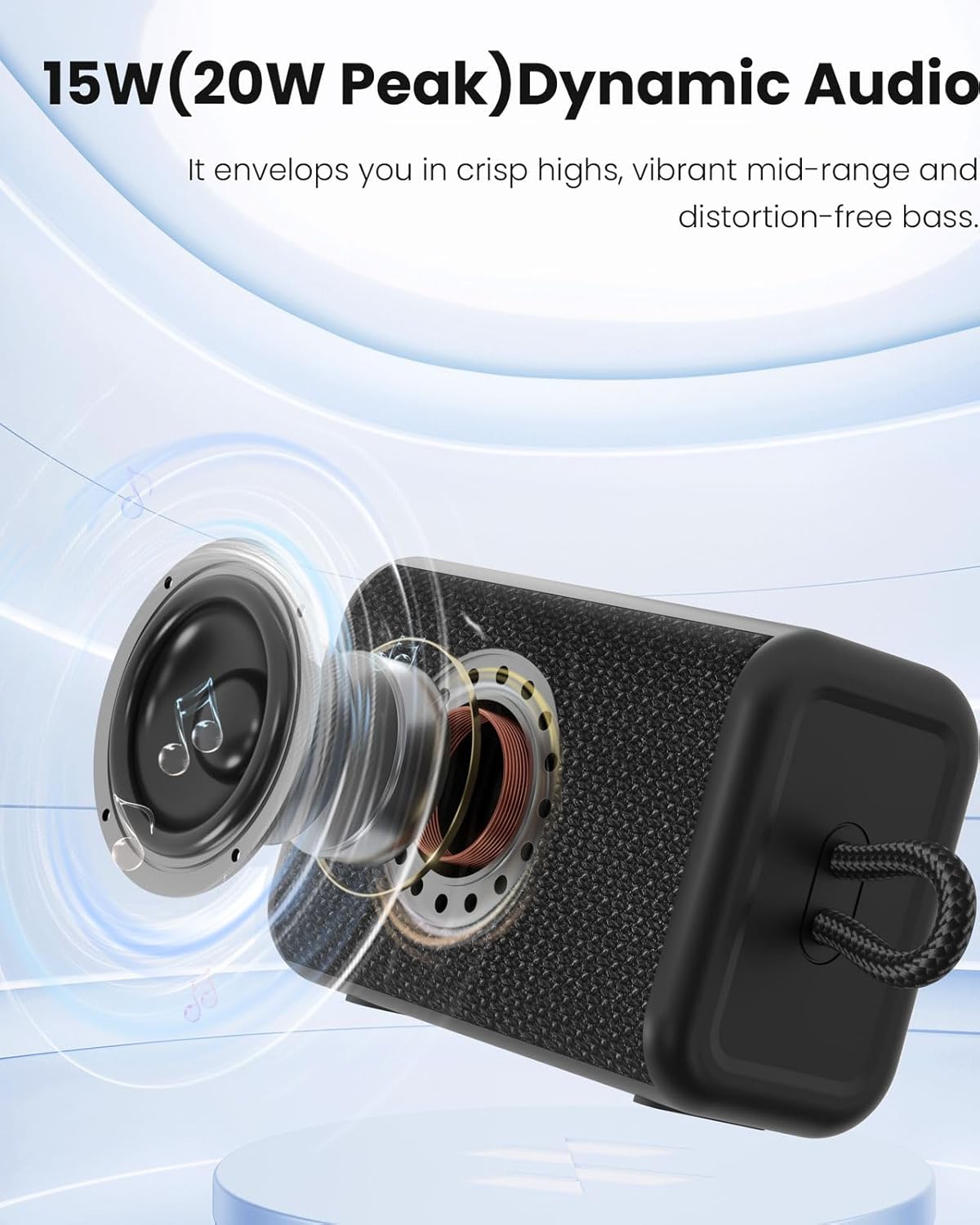 cooboom IPX5 5.3, Portable Bluetooth Speaker with Lights, Powerful Crystal Clear Sound, Waterproof, All Day Playtime
