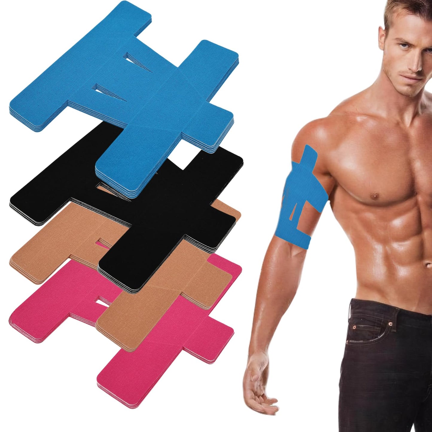 20PCS Kinesiology Tape for Shoulder, Shoulder Tape for Pain Relief Precut,Waterproof Breathable Shoulder Support & Stability Elastic, Latex-Free, Non-irritating to The Skin,Athletic Tape Four Colors