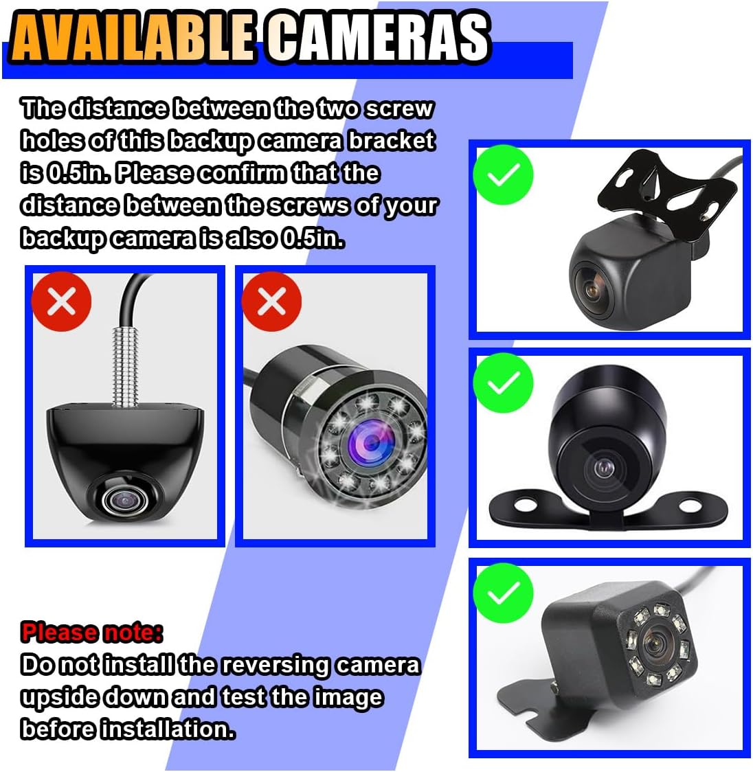 KITUREK Reverse Rear Camera License Plate Bracket, Installation Holder for Backup View Camera, Universal Dash Cam