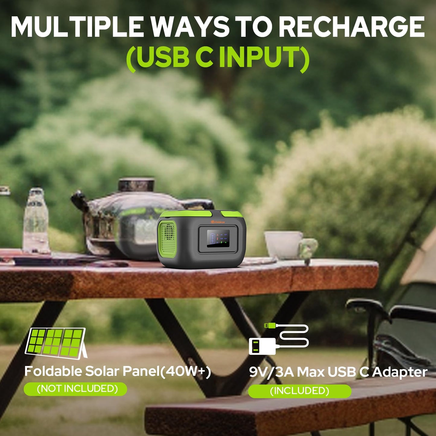 Portable Power Station with Solar Panel 30W, 120W 110V USB-C Solar Power Pack Battery Generator with Panel, Solar Power Bank with AC Outlet for Laptop Smart Device RV VAN Outdoor Tent Camping
