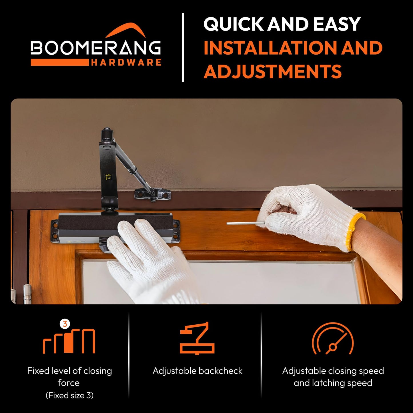 Boomerang D703 Medium-Duty Designer Auto Commercial Door Closer, Multiple Mount Options, Door Closer for Medium/High Traffic Areas, UL 3 Hour Fire Rated, Dark Bronze (US10B)