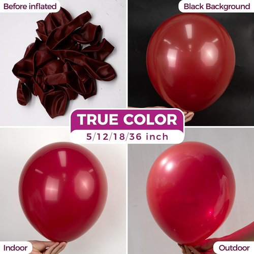 Bezente Burgundy Balloons - 18 Inch Thick Dark Ruby Latex Balloons | 30 Pack for Thanksgiving & Party Decor