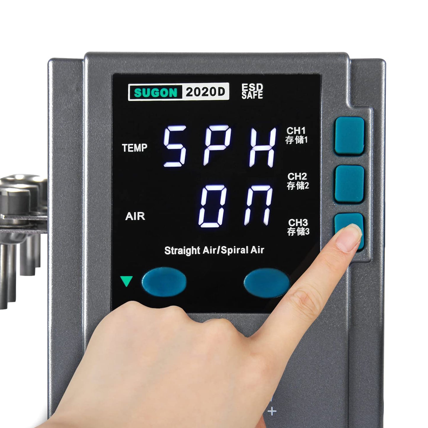 SUGON 2020D Hot Air Rework Station 700W High Power, Temp 212°F-932°F Fast Heating, ℉/℃,3 Memory Storage, Automatic Sleep,110V Hot Air Gun Station with Quick Change Nozzle Bracket and 5 Nozzles