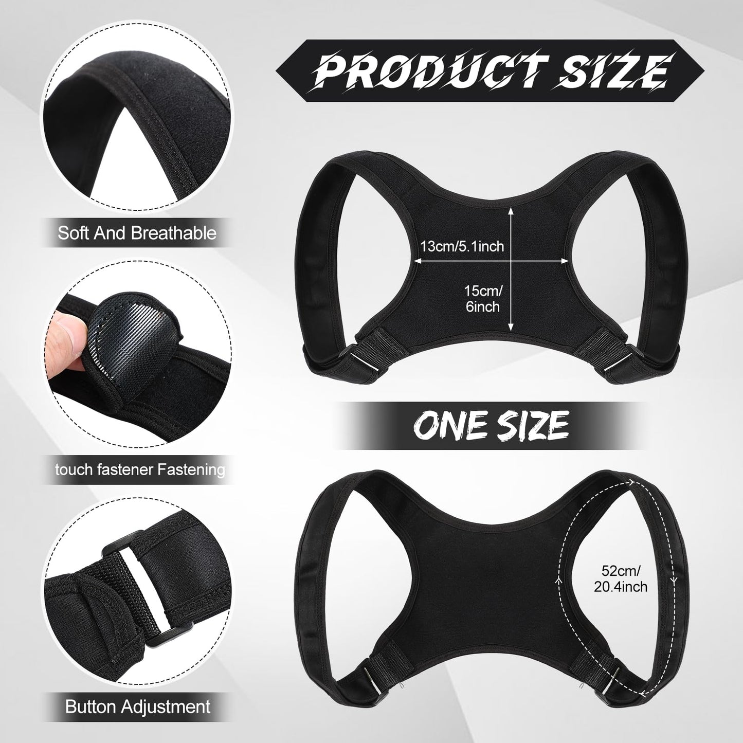 Threlaco Posture Corrector for Women and Men, Adjustable Posture Back Brace Shoulder Brace, Discreet Under Clothes Design Back Support, Pain Relief for Improved Neck Support (Black)