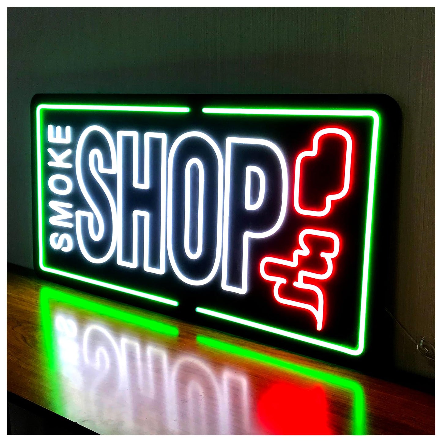 35"x18" Extra Large Neon LED SMOKE SHOP Sign for Business, Super Bright Unique Design with Sturdy Chain, High Visibility for Stores Retail Shop Window
