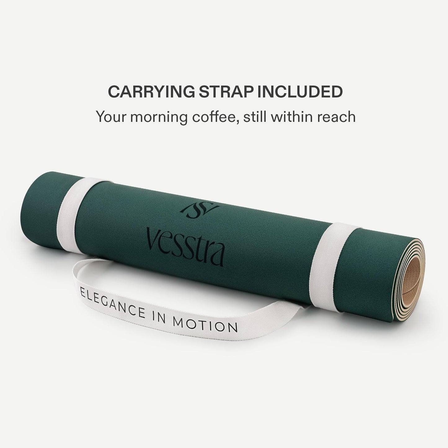 Vesstra Premium Yoga Mat – Sweat-Activated Non-Slip PU Grip I Natural Rubber Base I 4mm for Yoga, Pilates & Workouts