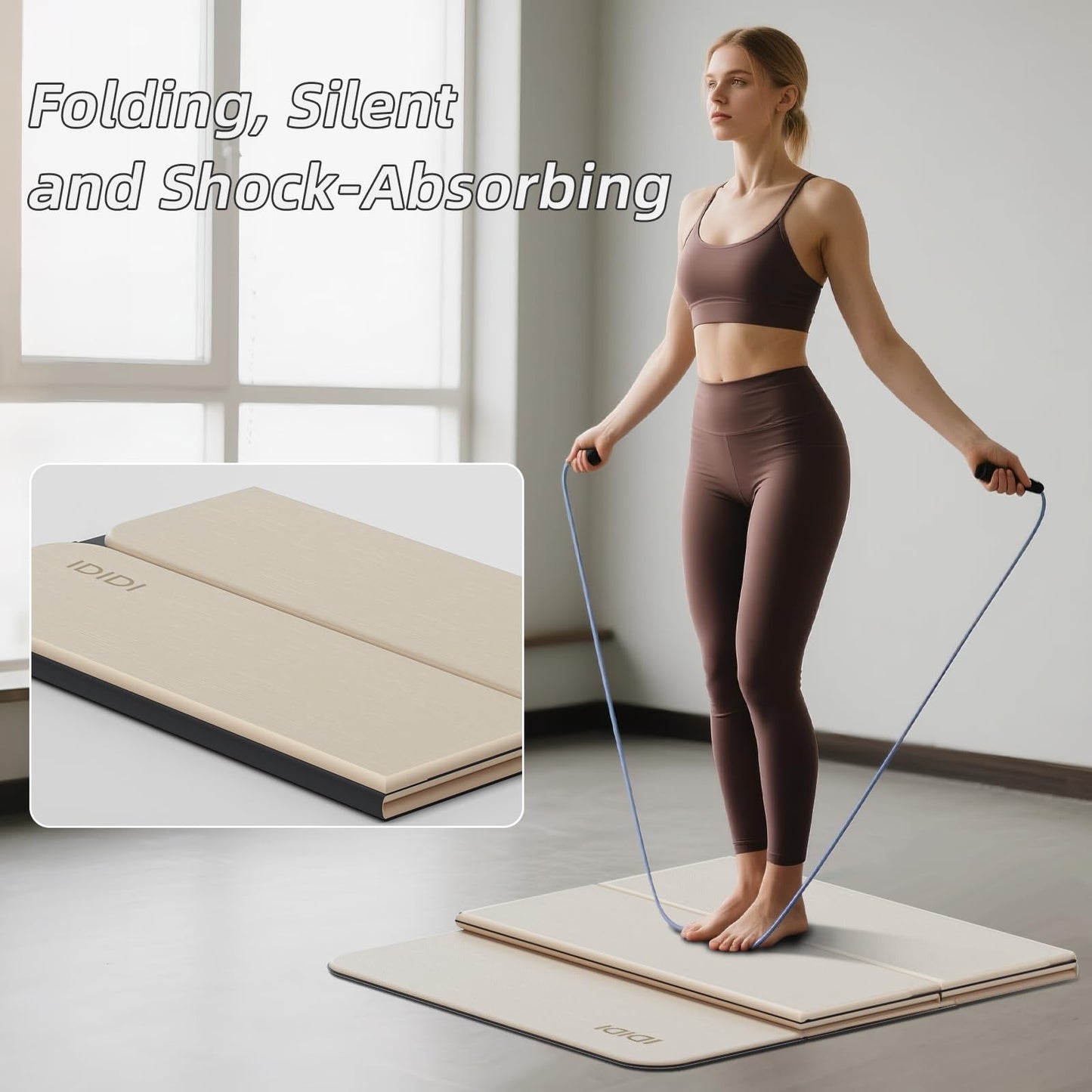 IDIDI Foldable Yoga Mat Extra Thick 0.32 Inches（8mm） - SGS Certified POE Material Exercise Mat, Non-Slip Design Fitness Mats, Multi-Purpose Workout Mats for Studio or Home Use