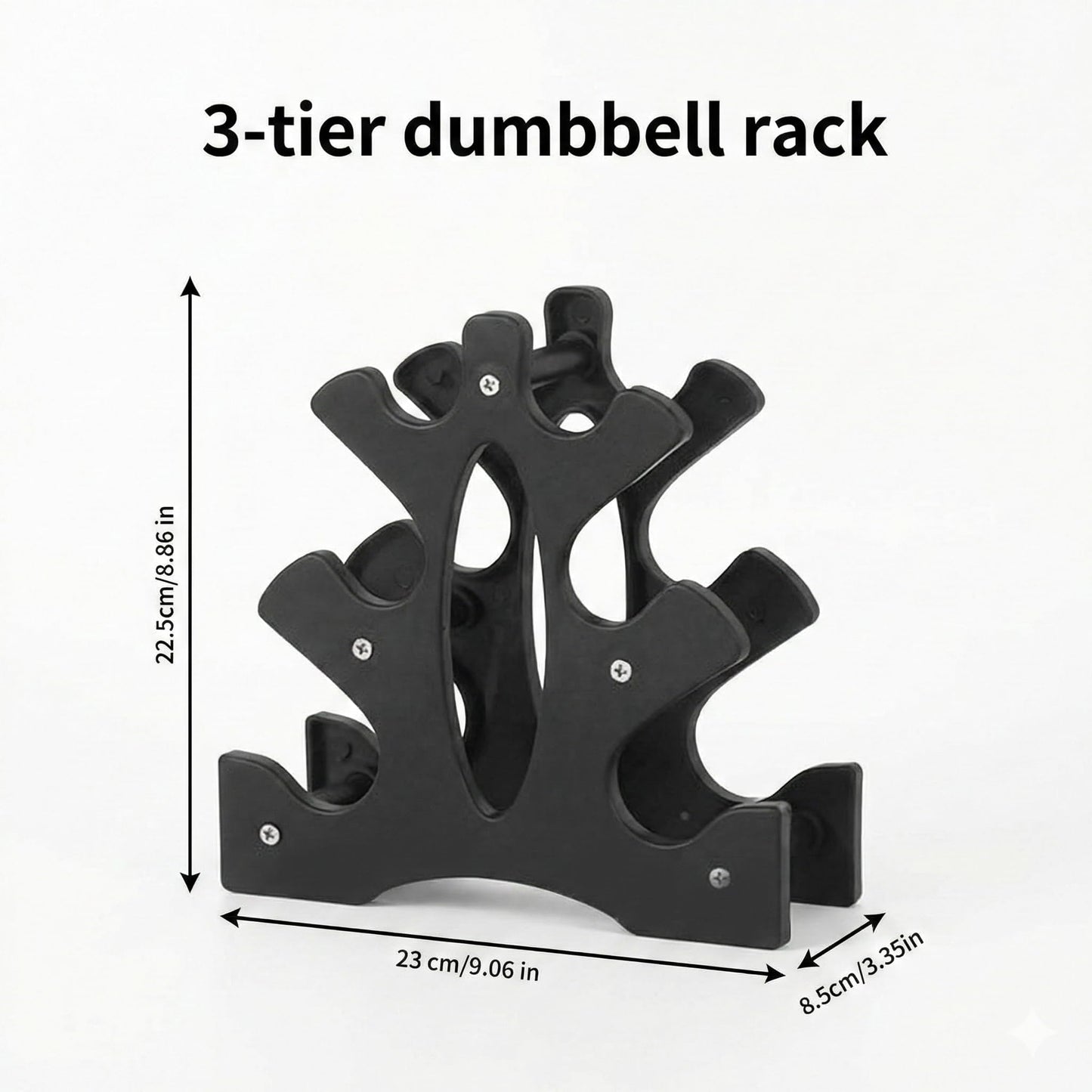 Dumbbell Rack Stand,3 Tier Dumbbell Weight Stand Weight Storage Organiser for Dumbbells Accessories Compact Weight Storage Solution for Home Gym Exercise,23x22.5x8.5cm(Dumbbells Not Included)