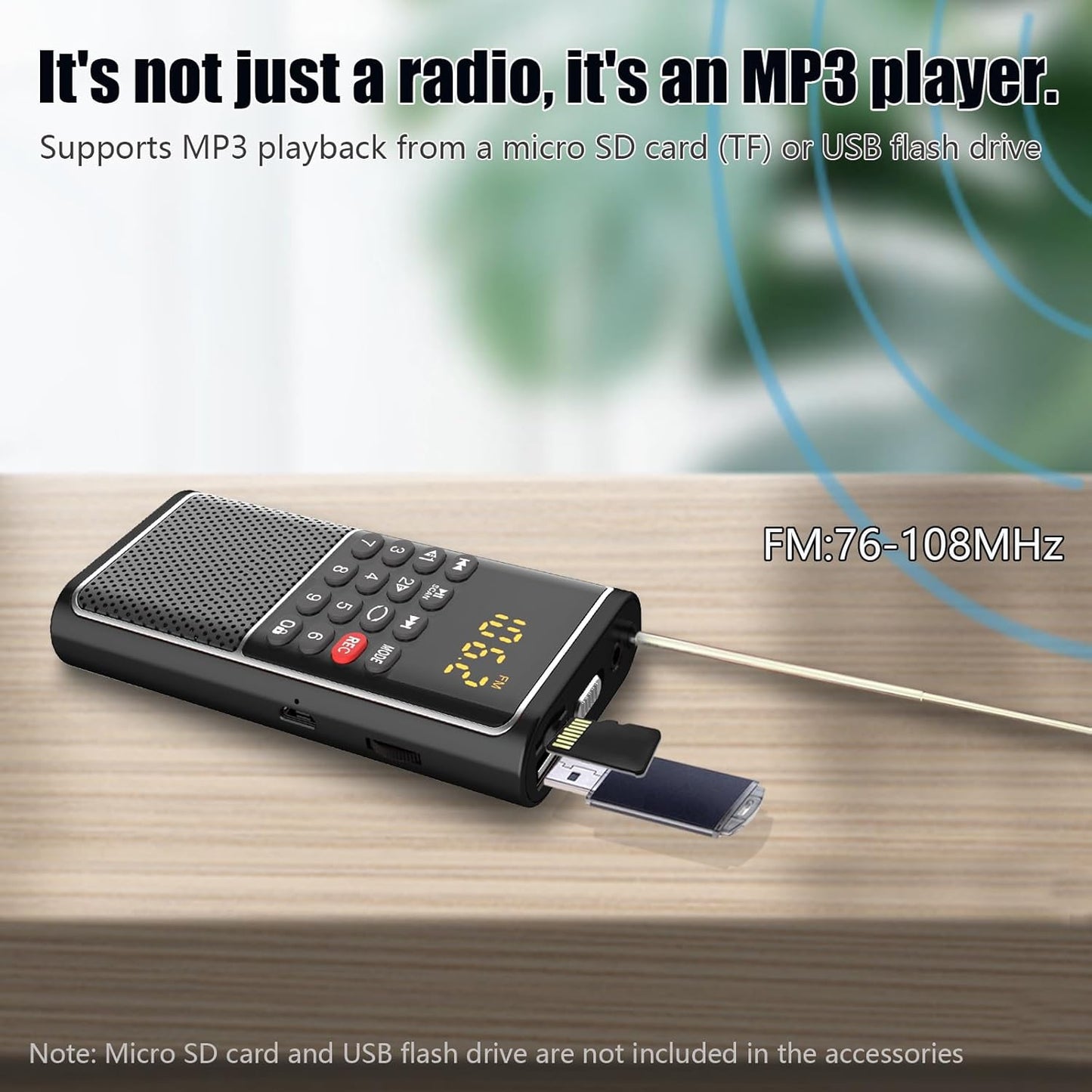 BOESPATR B01 Mp3 Mini Portable FM Radio USB Player, TF/SD Card/USB Slot Support Play Rec,Pocket Walkman Small Radio