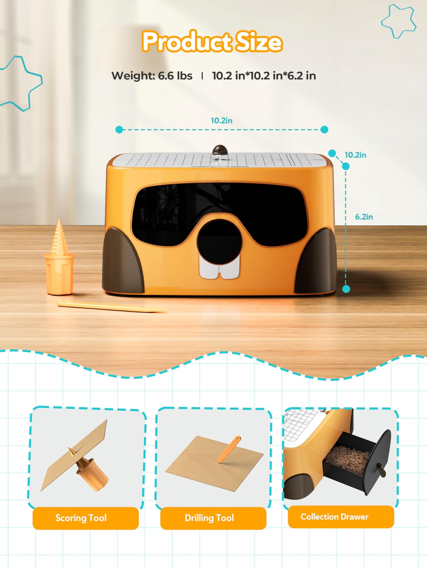 BEAVERBOT Cardboard Cutter for Kids, Safe DIY Cardboard Construction Tool Kit, Educational Craft Toy for 4+ Boys and Girls, for Creativity Projects 3D Models