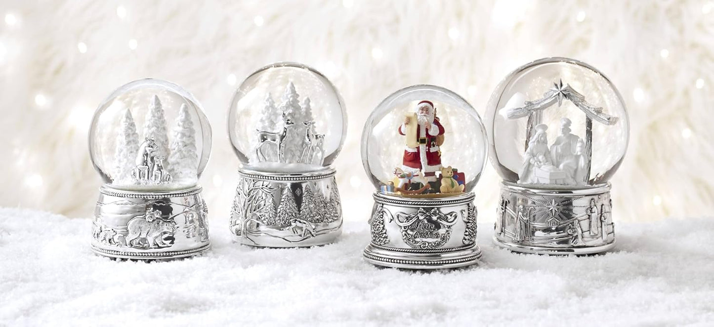 Reed & Barton Musical Snow Globe - North Pole Bound Polar Bears | Silver-Plated Winter Decor (1 Piece)
