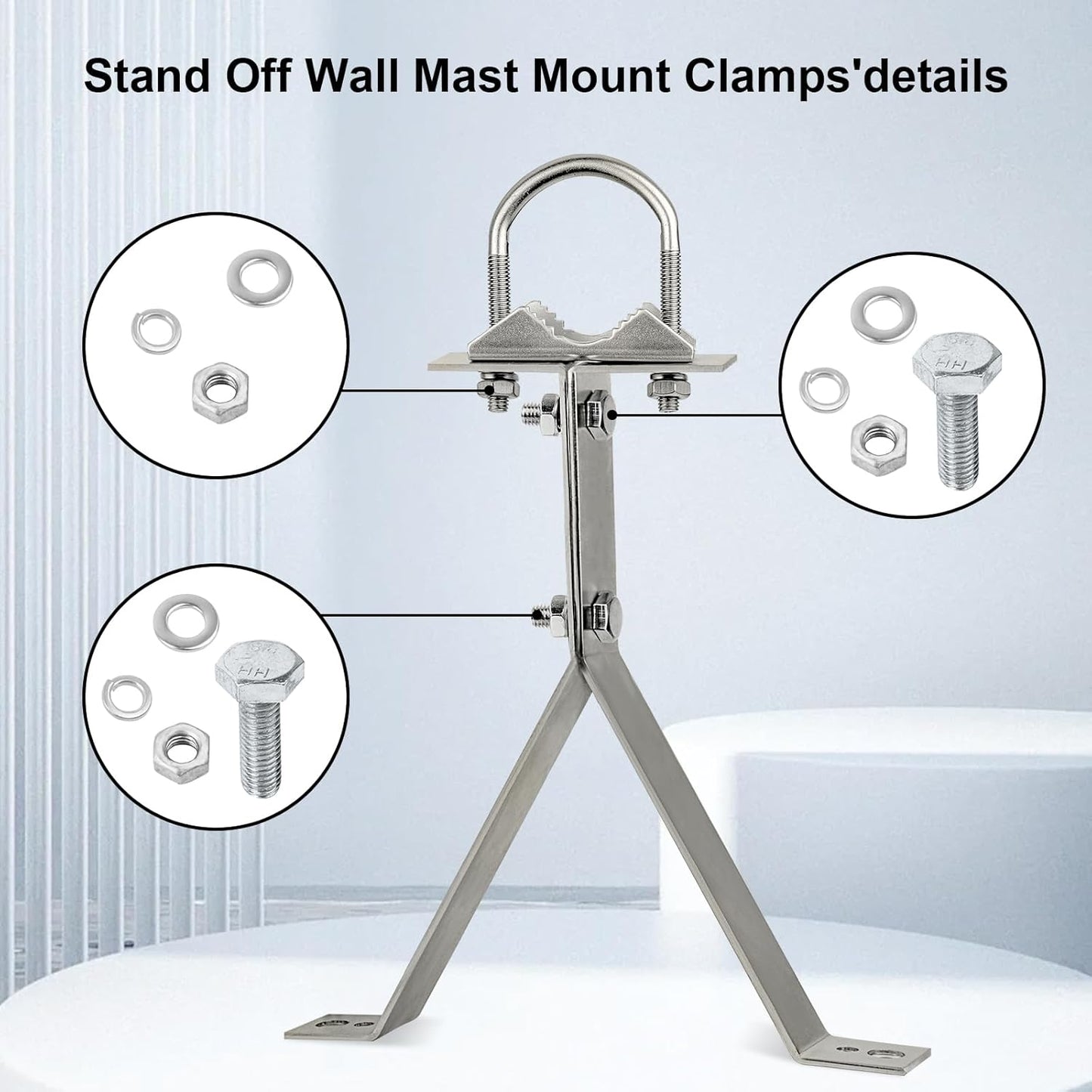10 Inch (2-Leg 2-Leg) XRDS-RF Antenna Wall Mount Heavy-Duty Stand Off Wall Mast Mount Windproof Mounting Bracket for TV