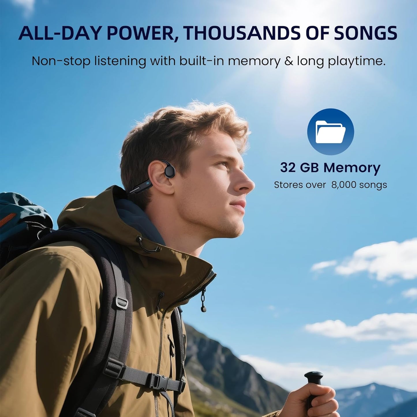 Swimming, IPX8 32GB MP3 5.3 Swimming HIFI WALKER Bone Conduction Headphones for Waterproof Open Ear Headphones