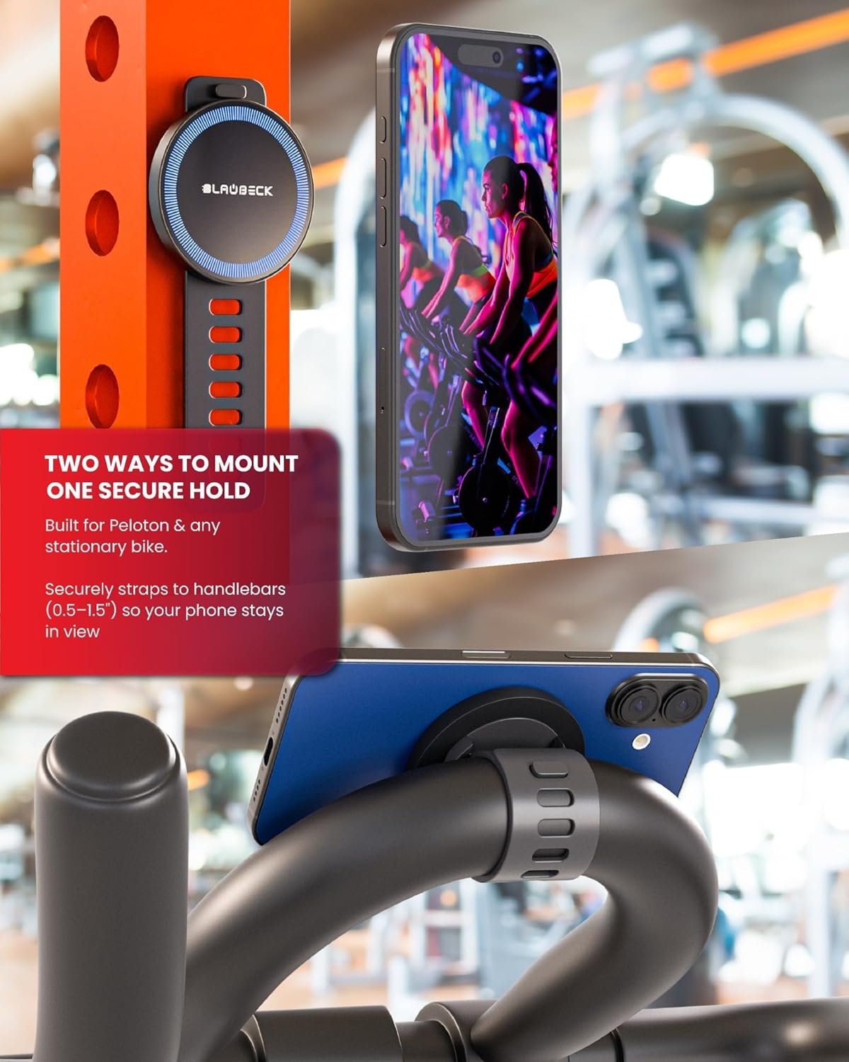BLAUBECK Bike Mount Stroller Phone Holder for MagSafe - Universal Magnetic Phone Mount for Stroller, Treadmill, Golf