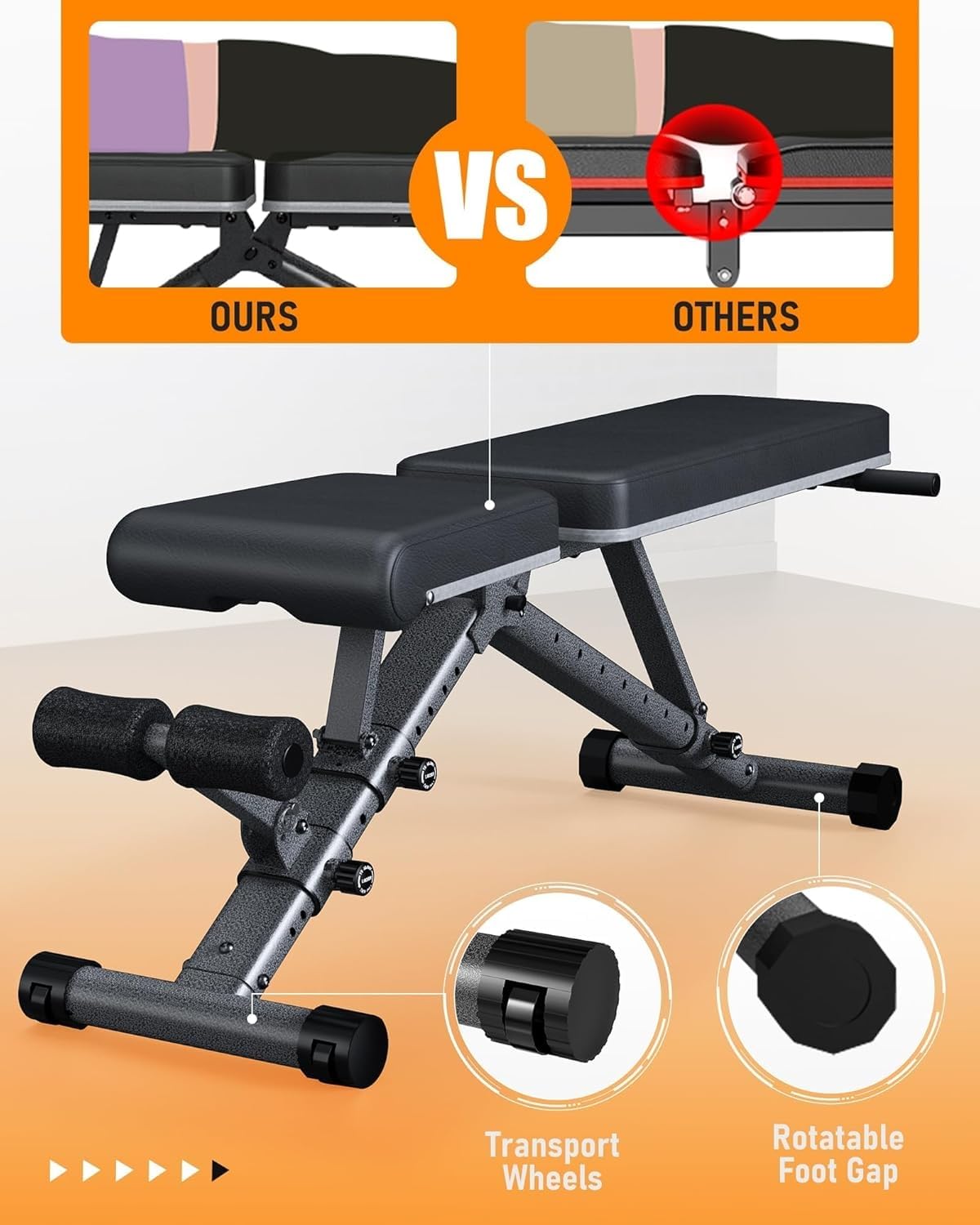 BARWING Adjustable Weight Bench Workout Bench, 1000 LB Heavy Duty Incline Decline Bench for Home Gym, Easy Assembly Foldable Training Lifting Bench, Ultra Short Gap 2025 New Version