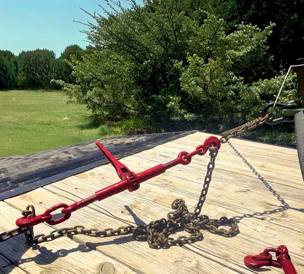 (4 Pack) Mytee Products 5/16"-3/8" Heavy Duty Ratchet Chain Binder w/Grab Hooks 5,400 Lbs Working Load Limit | Tie Down Hauling Chain Binders for Flatbed Truck Trailer