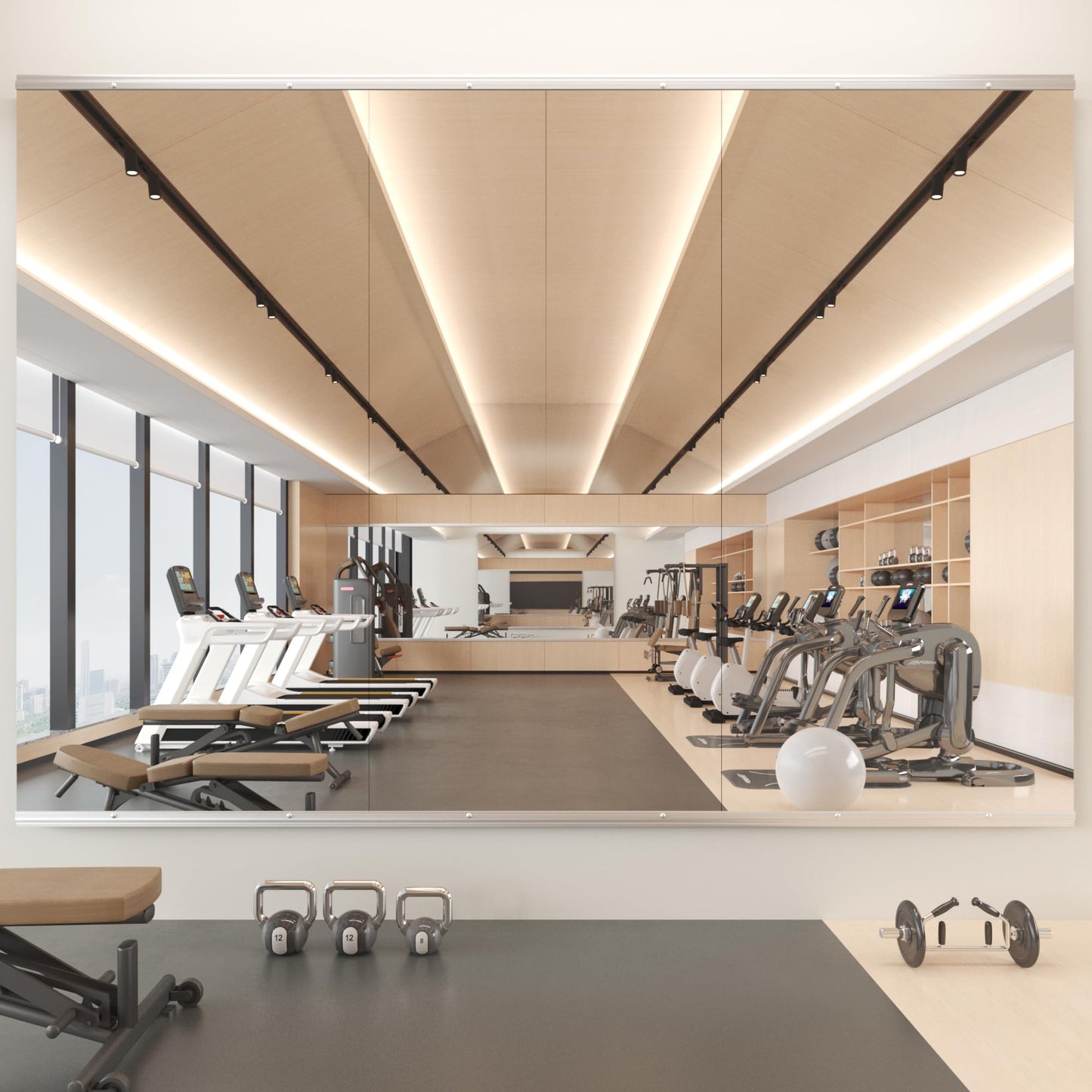 Snowdool Gym Mirror, 48''x30'' 3PCS Mirrors for Home Gym Wall Large, Full Body Mirror for Yoga, Garage, Dance Studio, Anti-Rust, Tempered Glass,Frameless Rectangle Wall-Mounted Workout Mirrors