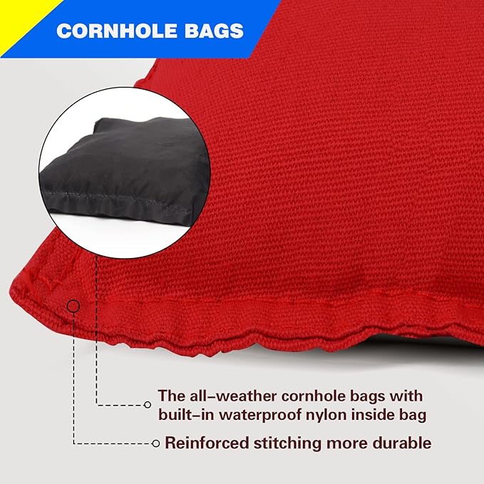 GSE Games & Sports Expert Set of 8 Premium Weather Resistant Cornhole Bags. Regulation Size and Weight Bean Bags for Cornhole Toss Games (Several Styles Available)