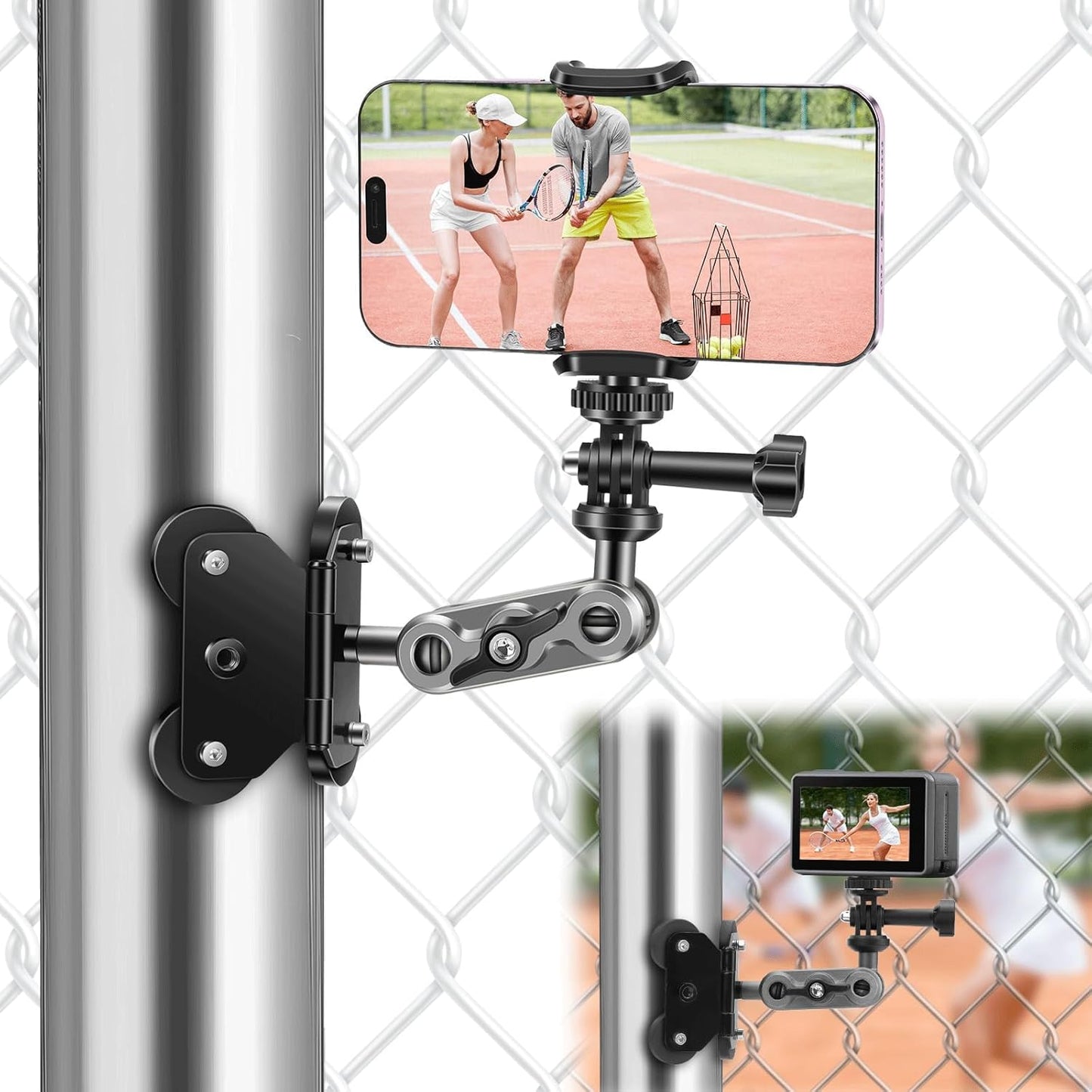 EEEKit 1/4" Magnetic Fence Mount Compatible with Mevo Start, GoPro, iPhone and Action Cameras, Dual Threaded Holder