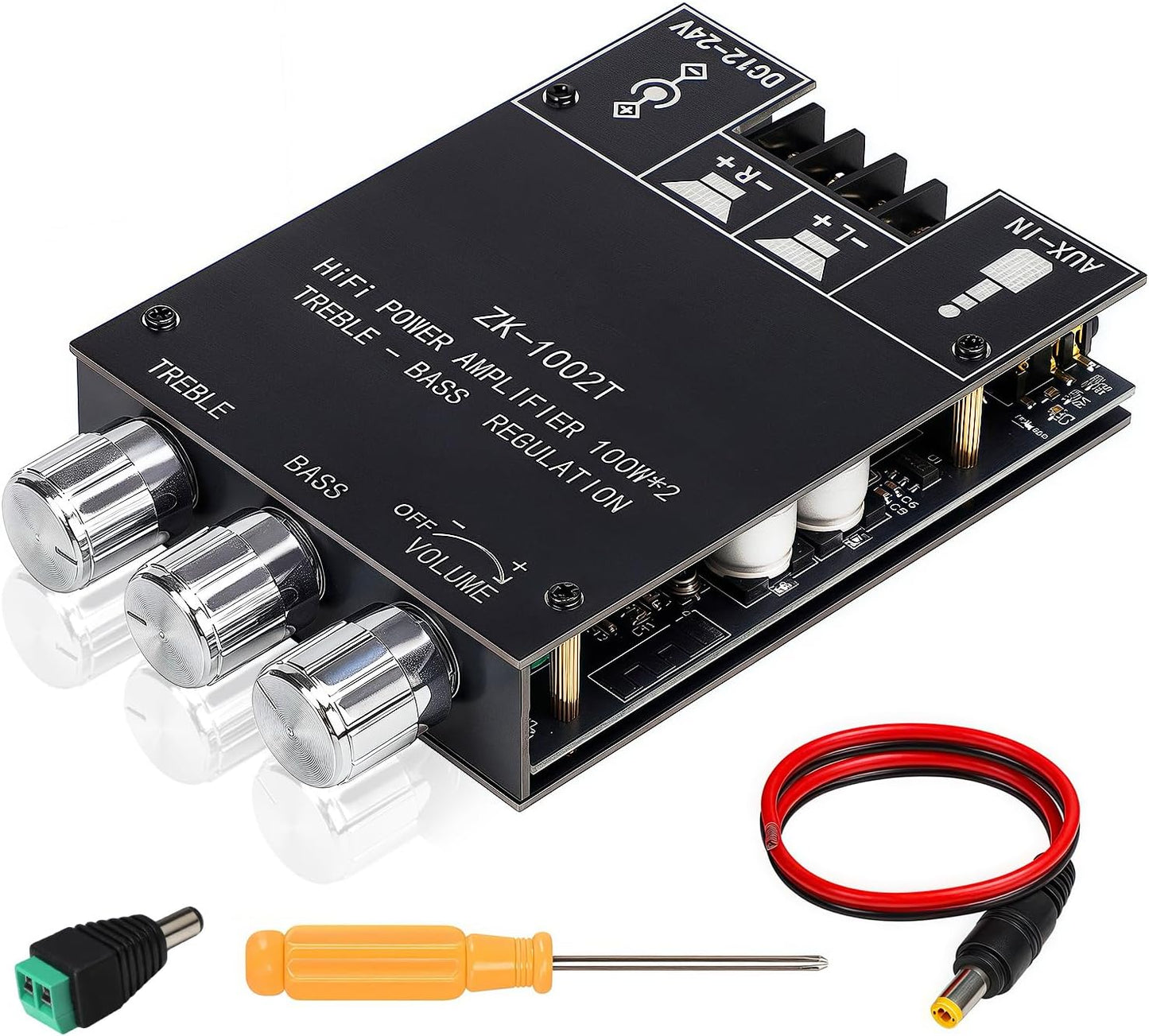 Cozychord ZK-1002T 5.0 200W 2.0 12V-24V Bluetooth Stereo Amplifier Board, HiFi Channel Mini Audio Amp Module