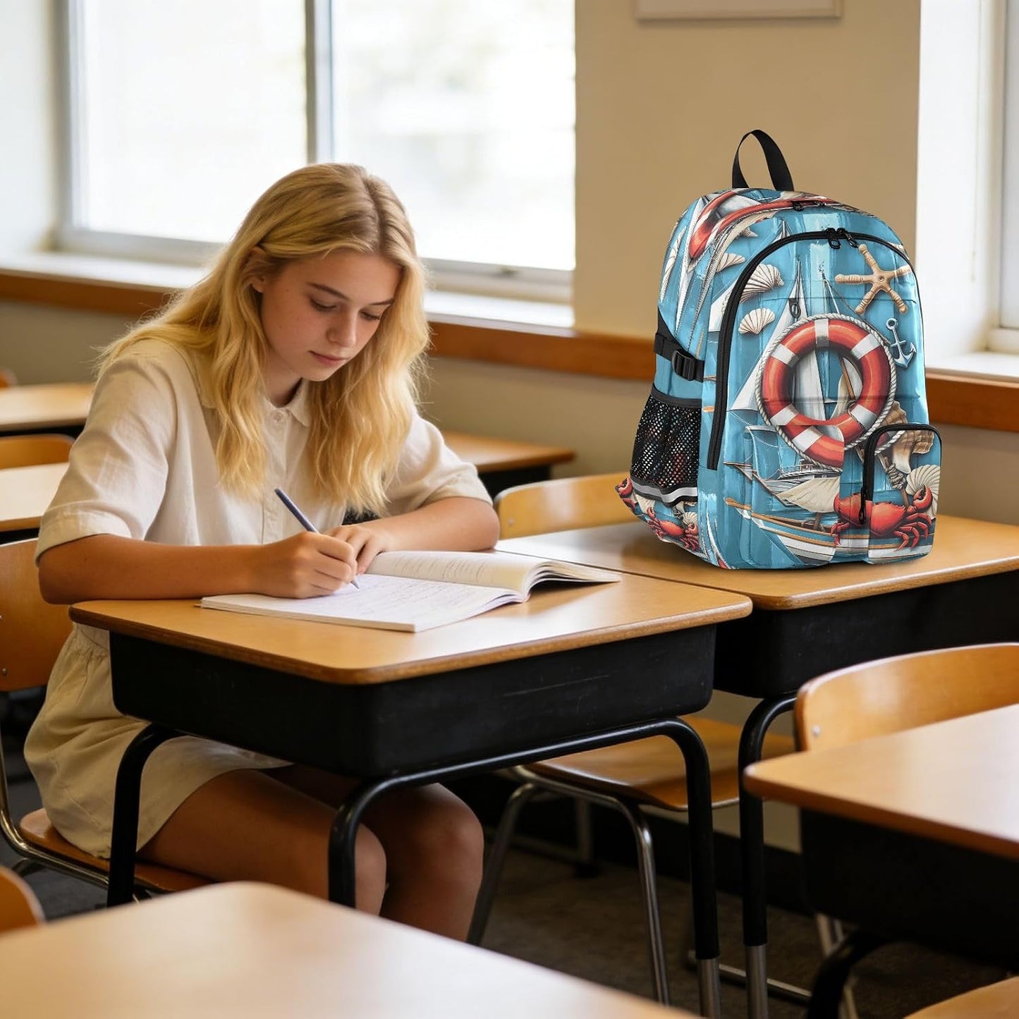Backpack Sailboat Backpack Daypack ALAZA School for Teen Girls Boys Ocean Crab Kids Purse College Laptop Bookbag Casual