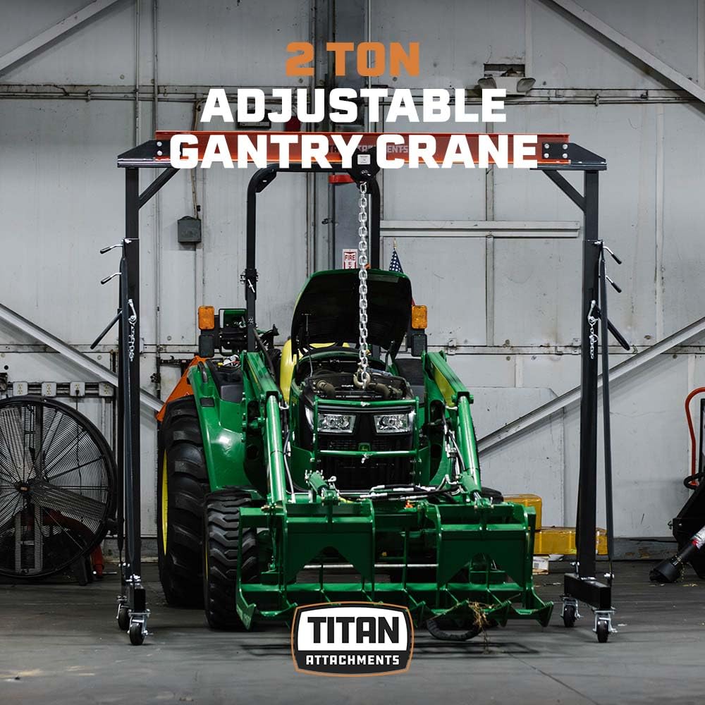 Titan Attachments Adjustable Gantry Crane, 2 Ton Capacity, Shop Lift Hoist Rated 4,000 LB, Portable Design with Locking Wheels, Adjustable Height up to 12 FT, Durable Steel Construction, Frame Only