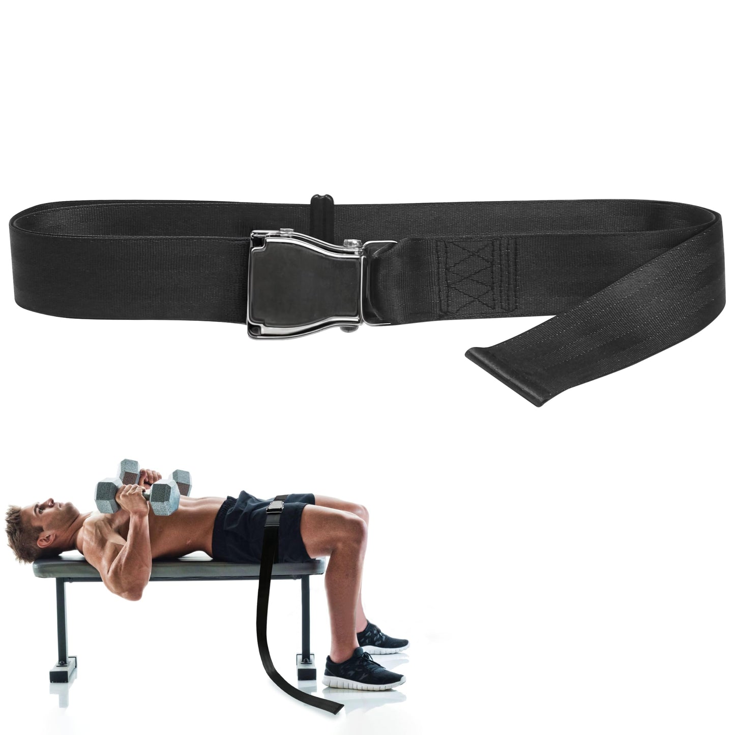Belt Squat Collar for Nordic Hamstring Curl on Bench, 5.6Ft Long Buckle Strap for Seat Workouts Leg Extension Machines Achieve Stability Comfort Home Exercise Fitness Assisted Muscles Women Men Black