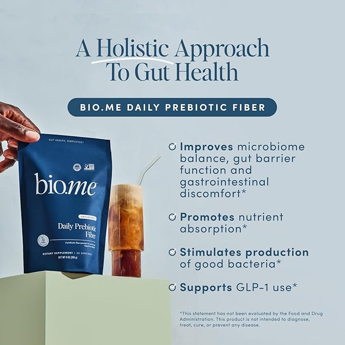 Daily Prebiotic Fiber Powder Unflavored - 7g Per Serving - Soluble & Insoluble Fiber Supplement Powder for Women & Men - Digestive Health & Gut Health - GLP-1 Friendly, Sugar Free - 30 Servings
