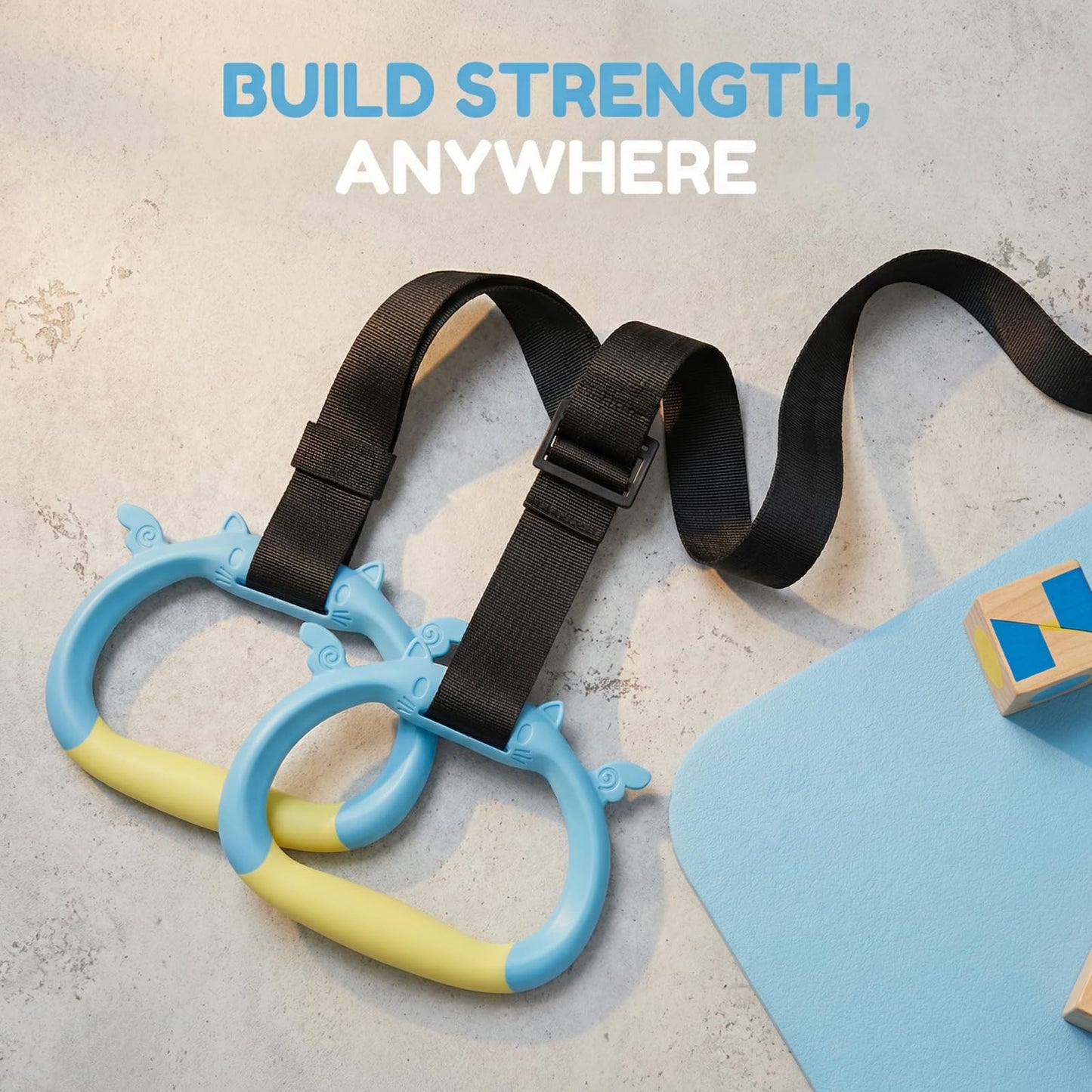 GDLPZM Gymnastics Rings, Home Gym Equipment, Adjustable Strap Strength Training Rings, Pulling Rings for Physical Training (Yellow Blue)