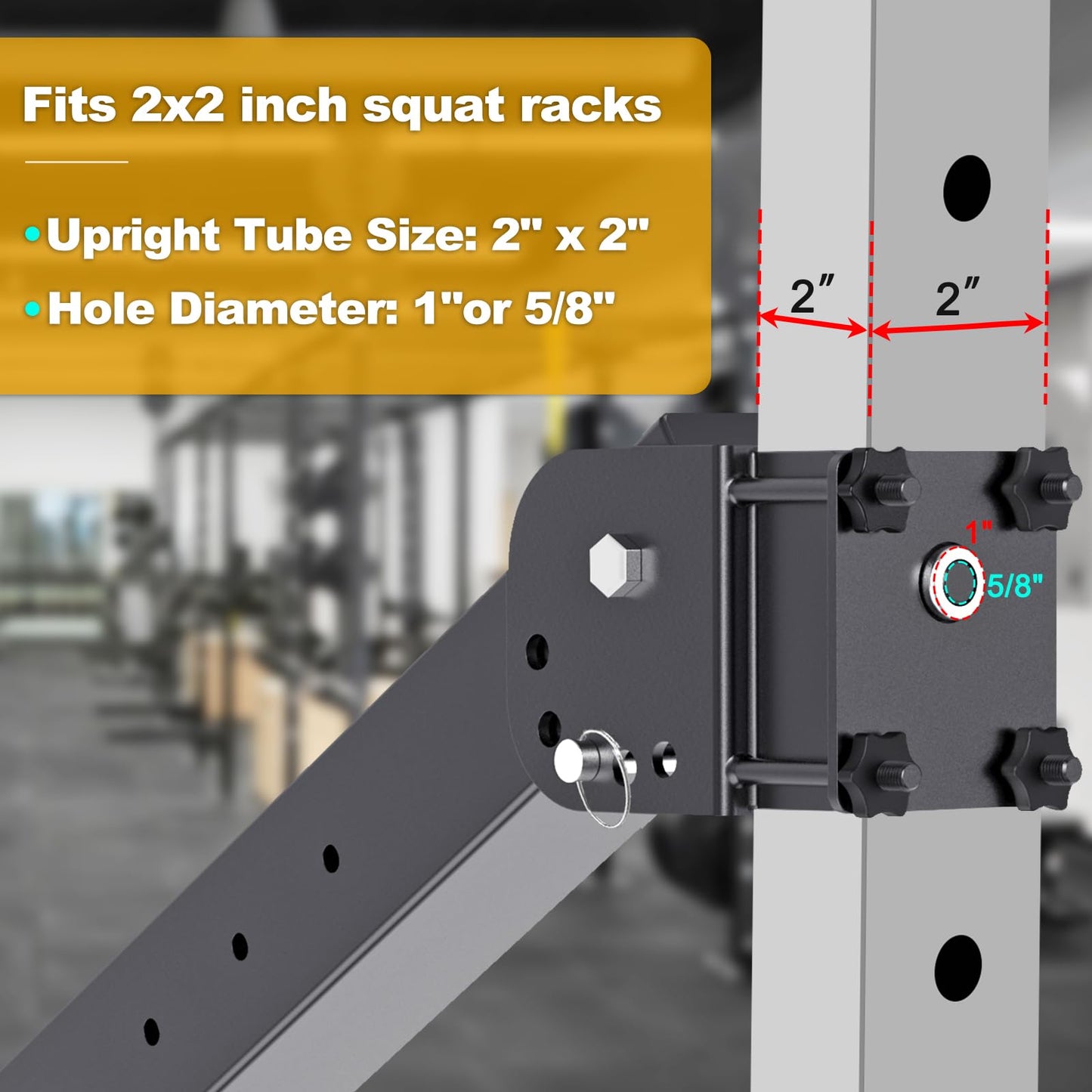 Kipika Power Rack Jammer Arms - Adjustable Height & Angle Lever Arm System for 2x2 Power Cages with 5/8" or 1" Holes - Fits 2-Inch Olympic Plates - 1 Pair (‎for 2" x 2" Racks with 5/8" or 1" Holes)