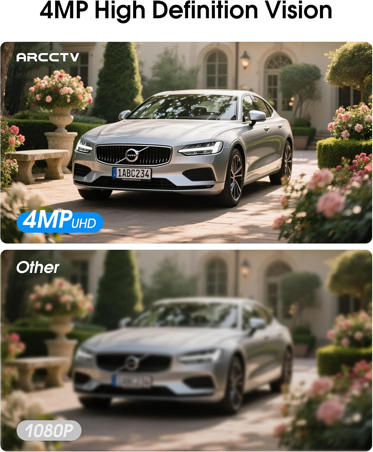 ARCCTV 4MP 2-Way-Audio, 2.4G/5G Security Camera Wireless Outdoor, Recharge Battery Powered WiFi Camera with Solar