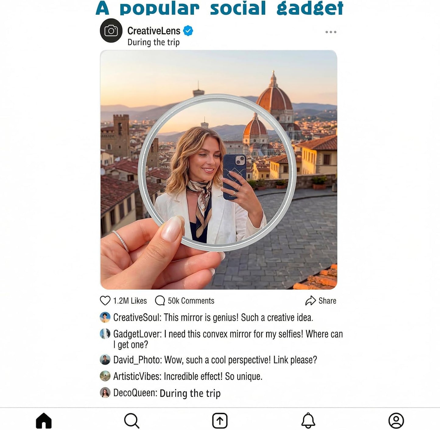 biwink Selfie(3.74in) Handheld Selfie Convex Mirror - No Need Selfie Stick, Travel Must Have Photography Viewfinder
