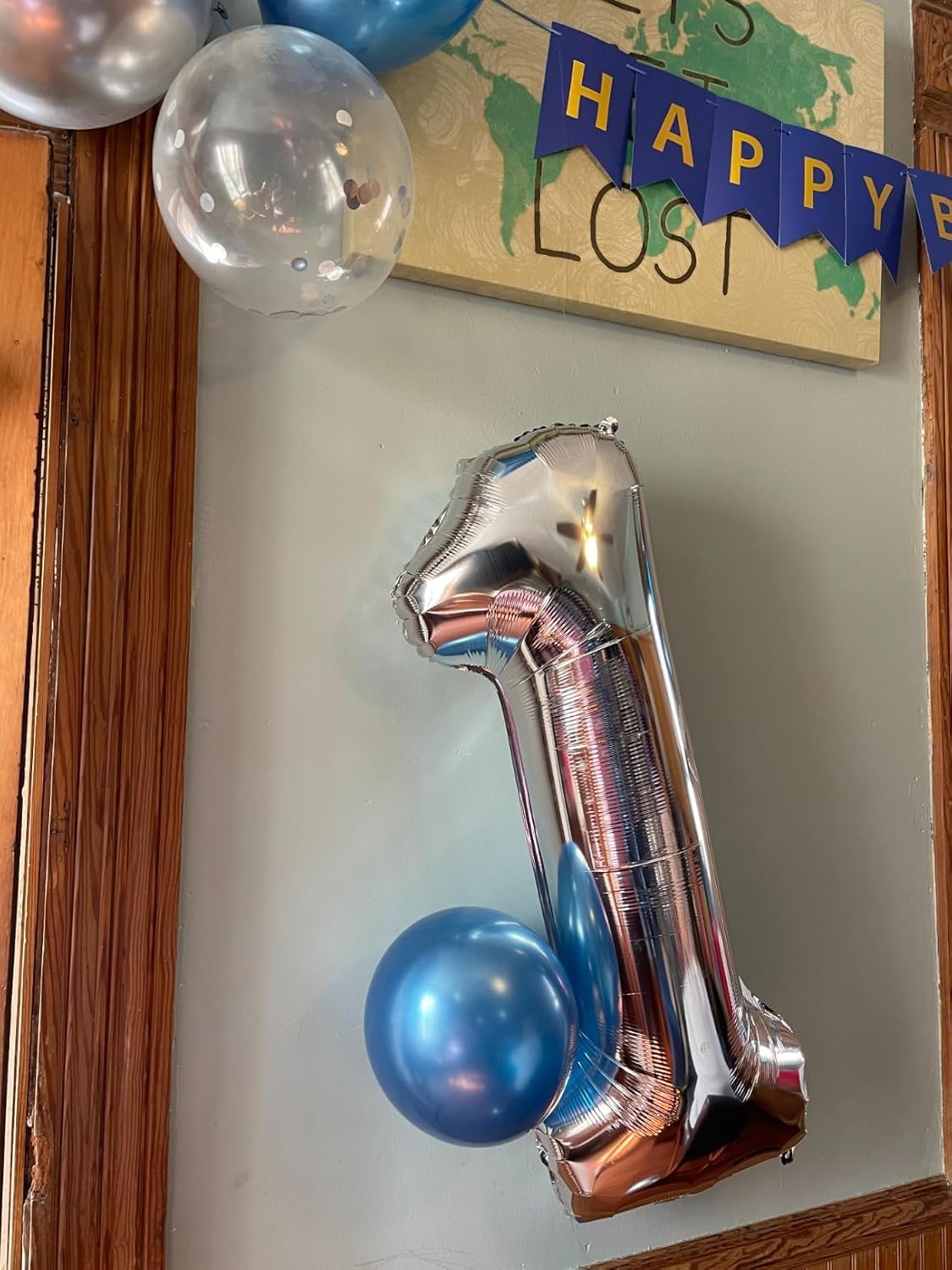 Number Balloons - 40 Inch Silver 1 Balloon for 1st Birthday Party Decorations & Baby Showers