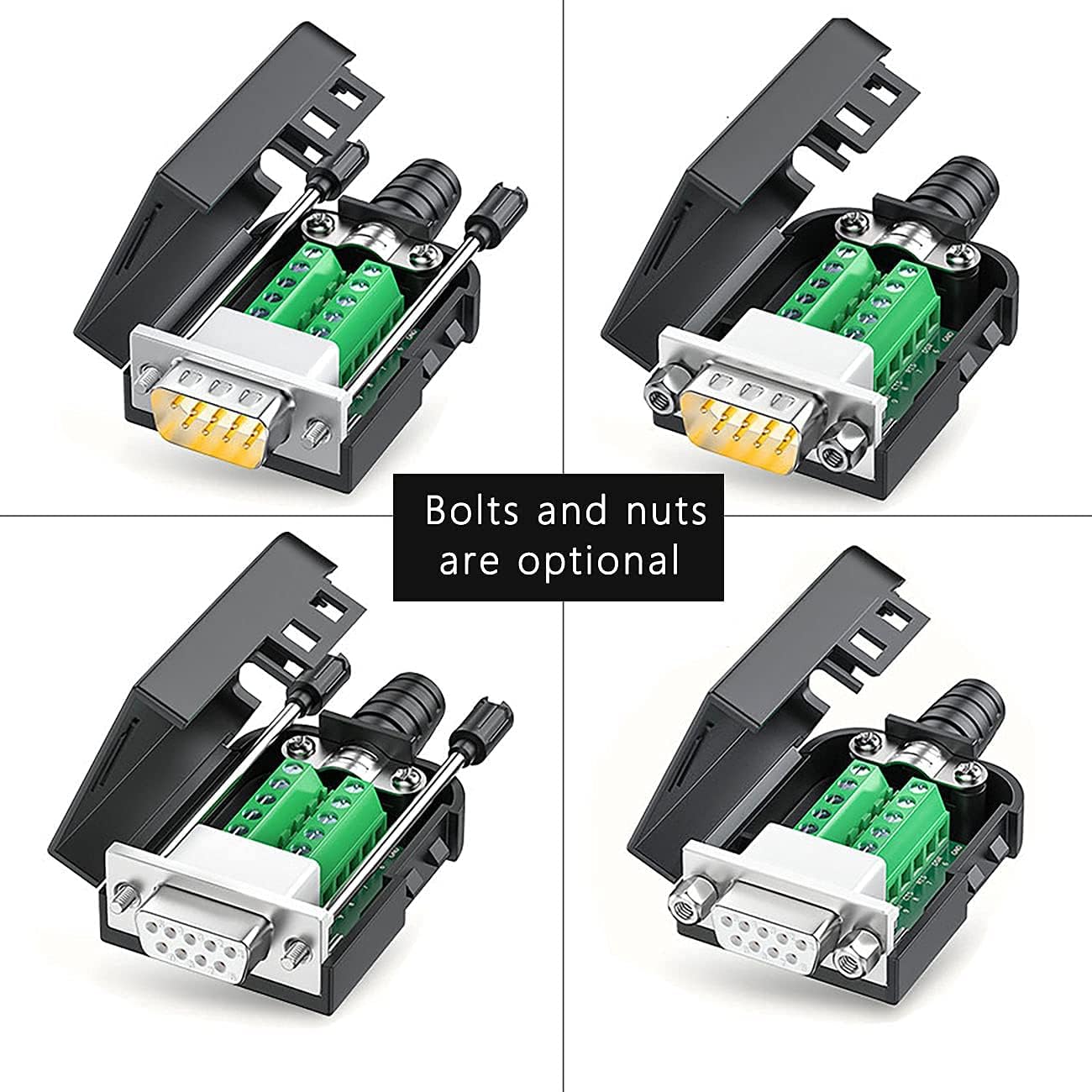 JUXINICE 2PCS DB9 DB-9 adapters9 RS232 RS485 DB9 Breakout Connector Male PIN Adapter to Wiring Terminal,No Soldering