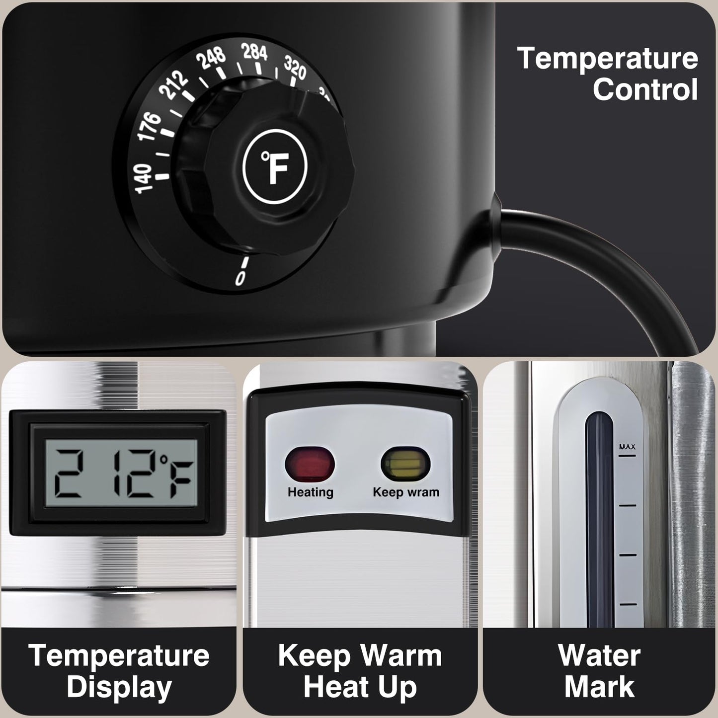 Nalison Commercial Coffee Urn, 110-Cup 16L Fast Brew Stainless Steel Hot Beverage Dispenser with Thermometer-Electric Hot Water Urn for Wedding, Party, Catering Events with Easy Cleaning(Double Wall)