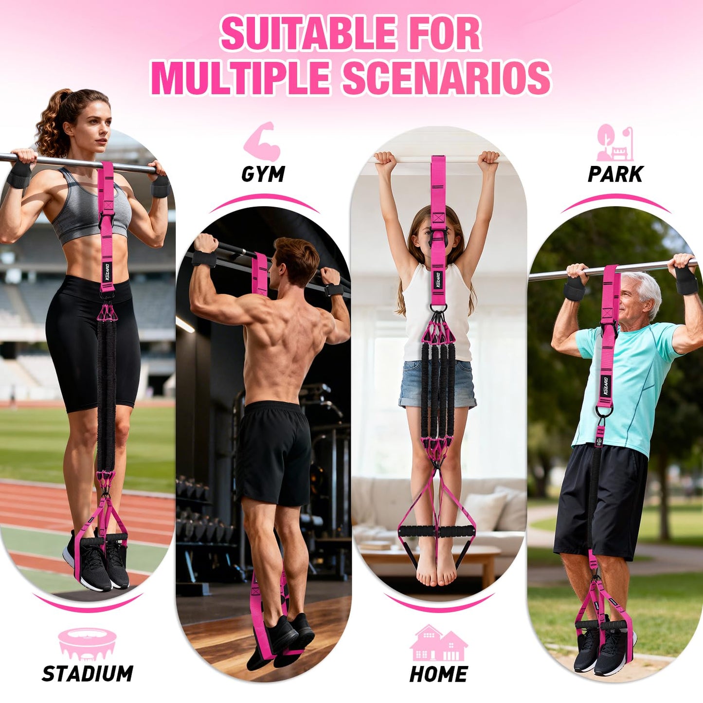 Upgraded Pull Up Assistance Bands for Women, Heavy Duty Resistance Bands with Handles, Exercise Band with Door Anchor, Workout Band Set for Pull Up Bar, Full Body Sculpting,Muscle Training, Home Gym