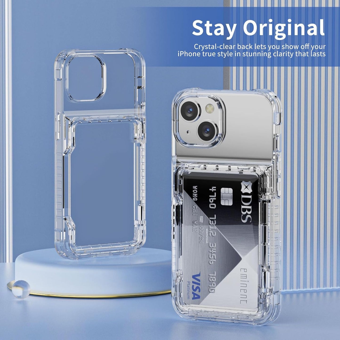 ACANDYA 14 13 14/13 6.1 inch for iPhone Case Wallet iPhone Case Clear with Credit Card Holder ID Card Slot Heavy Duty