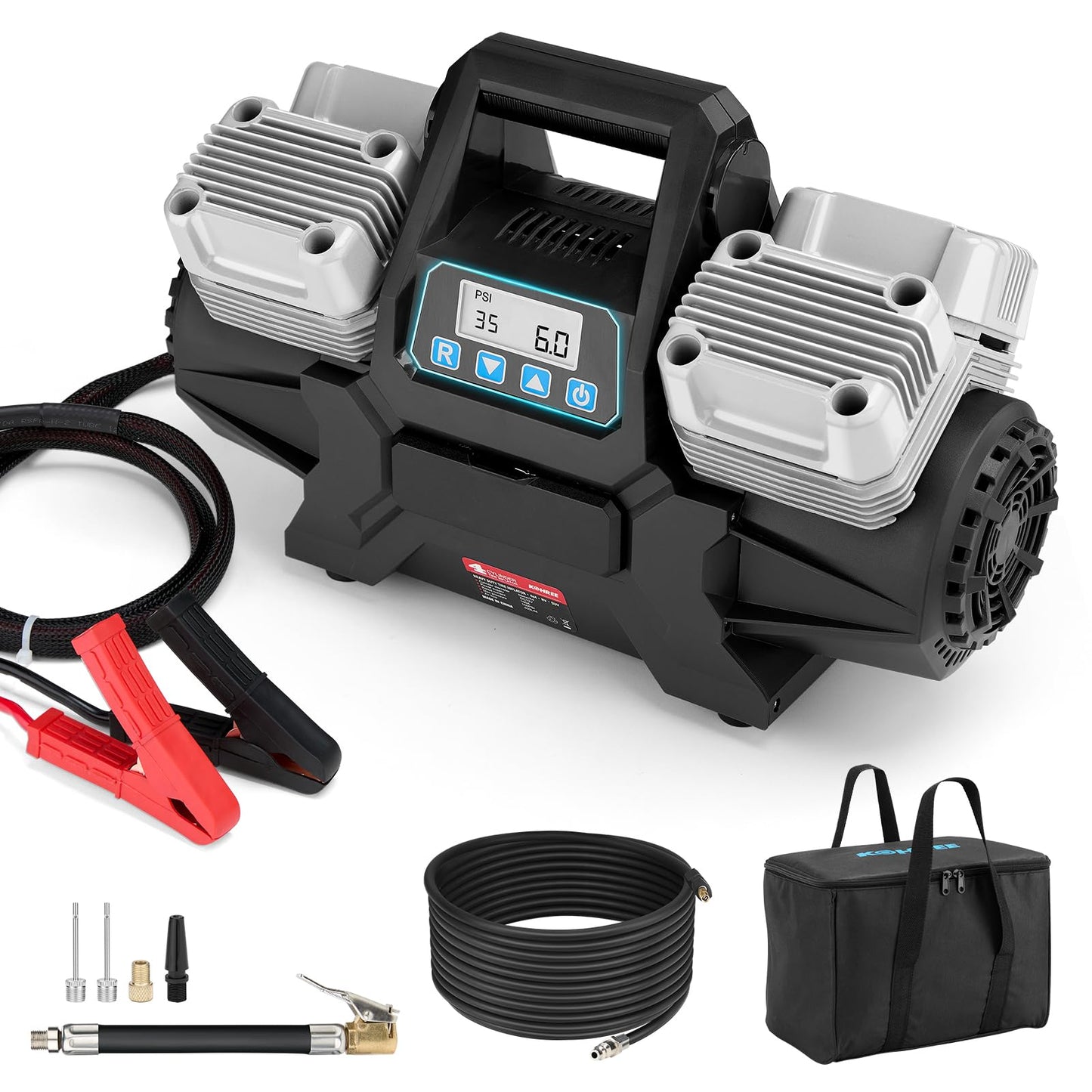 Kohree 12V Four Cylinder Fast Air Compressor with Digital Display Panel, Heavy Duty 14.13 CFM Tire Inflator Tire Pump for Offroad Truck RV 4x4 Vehicle, Max 150 PSI